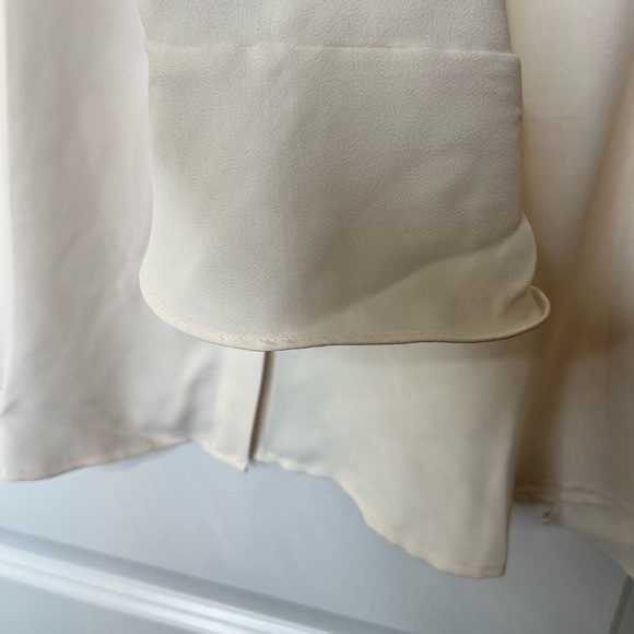 LOFT Cream Long Sleeve Ruffled Blouse - Picture 8 of 8